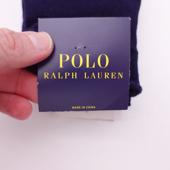 NEW Polo Ralph Lauren 3 Pack Socks Logo Embroidered Polk Cotton Blend Navy Blue - Picture 5 of 7